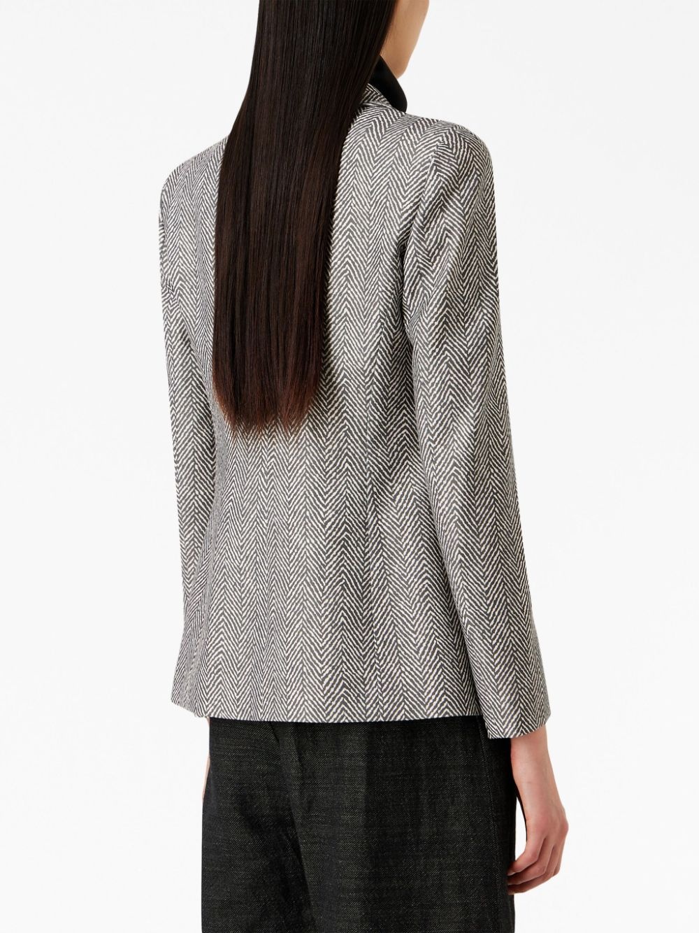 herringbone single-breasted blazer - 4