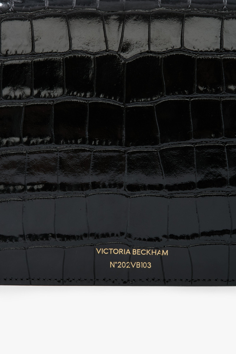 Victoria Beckham Dorian Pochette In Black Croc Embossed Leather outlook