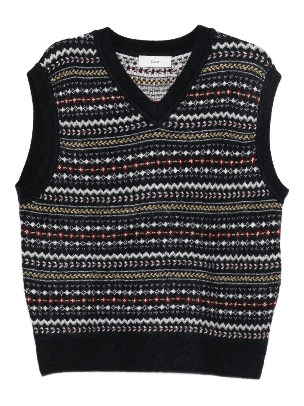 fairisle-pattern v-neck sweater - 1