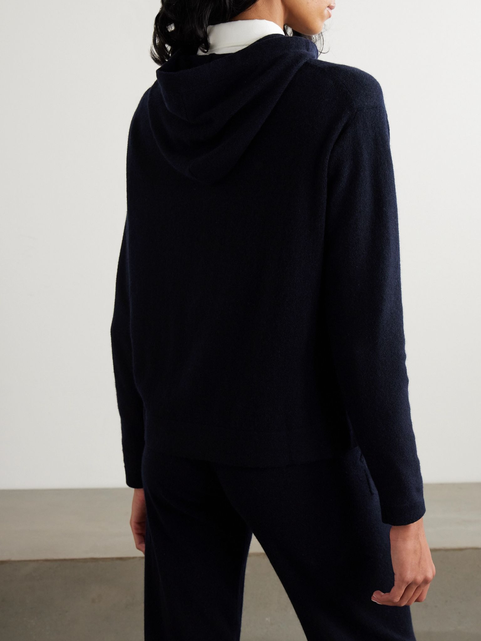 Wool and cashmere-blend hoodie Navy - 3