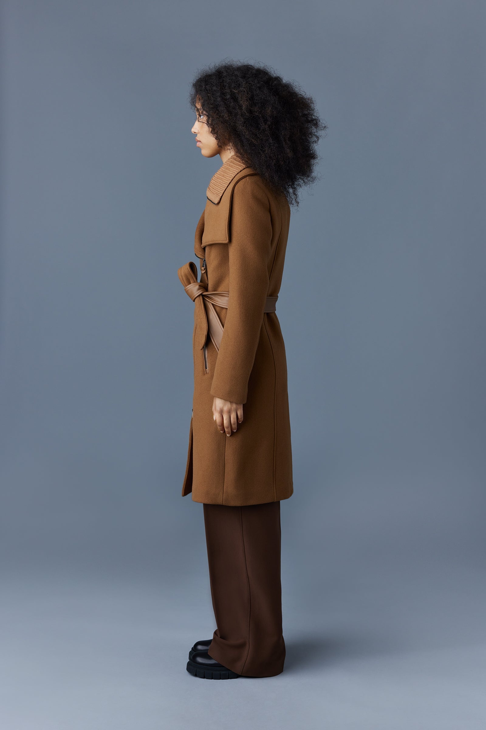 NORI 2-in-1 double face wool coat with sash - 3