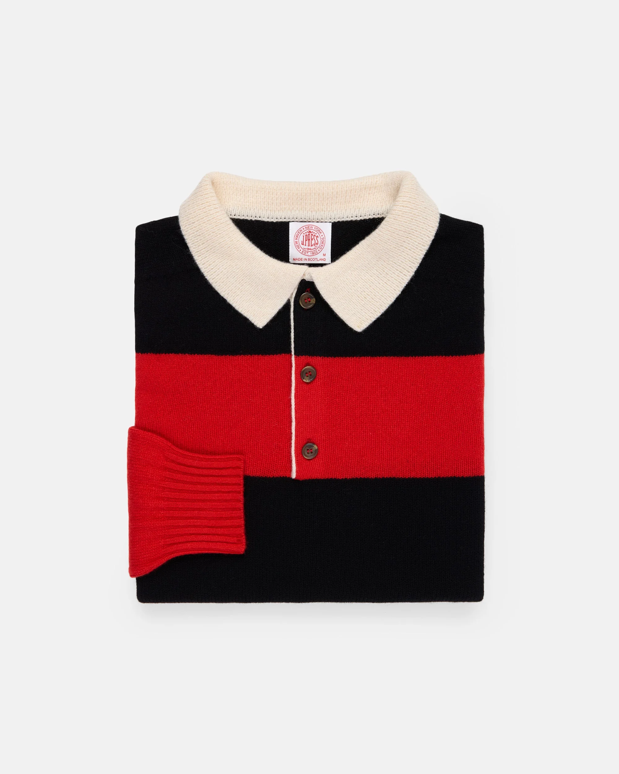 MADE-IN-SCOTLAND RED & BLACK RUGBY SWEATER - 1