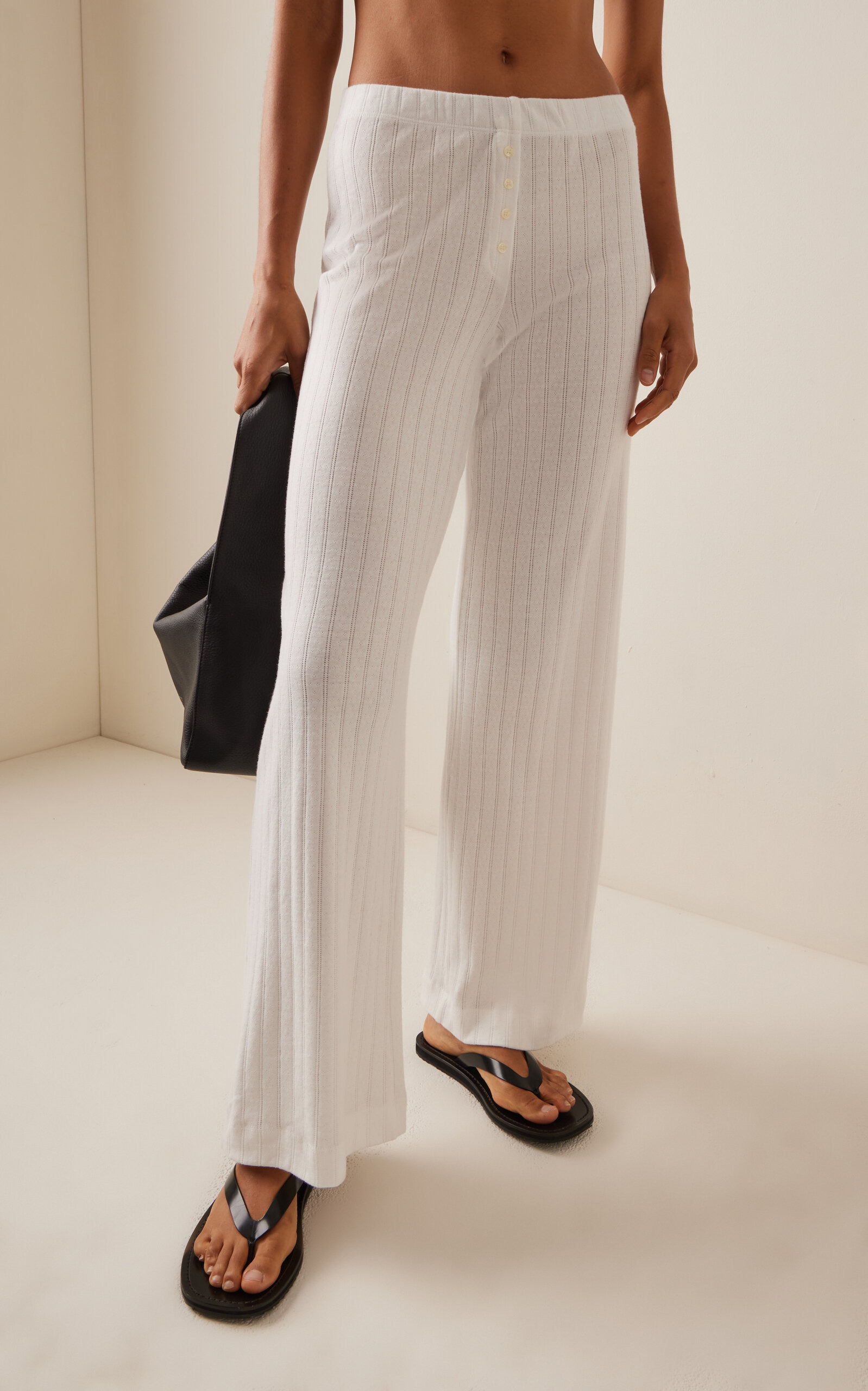 Pointelle-Knit Cotton Boxer Pants white - 3