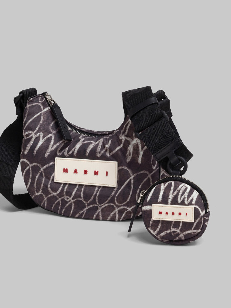 BLACK PUFF HOBO BAG WITH MARNI SCRIBBLE PRINT 5