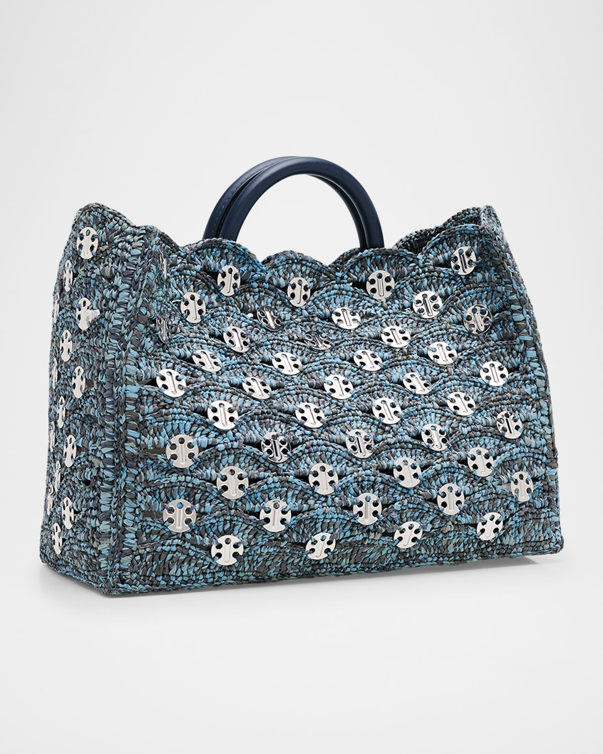 Sac a Main Denim Raffia Tote Bag - 3