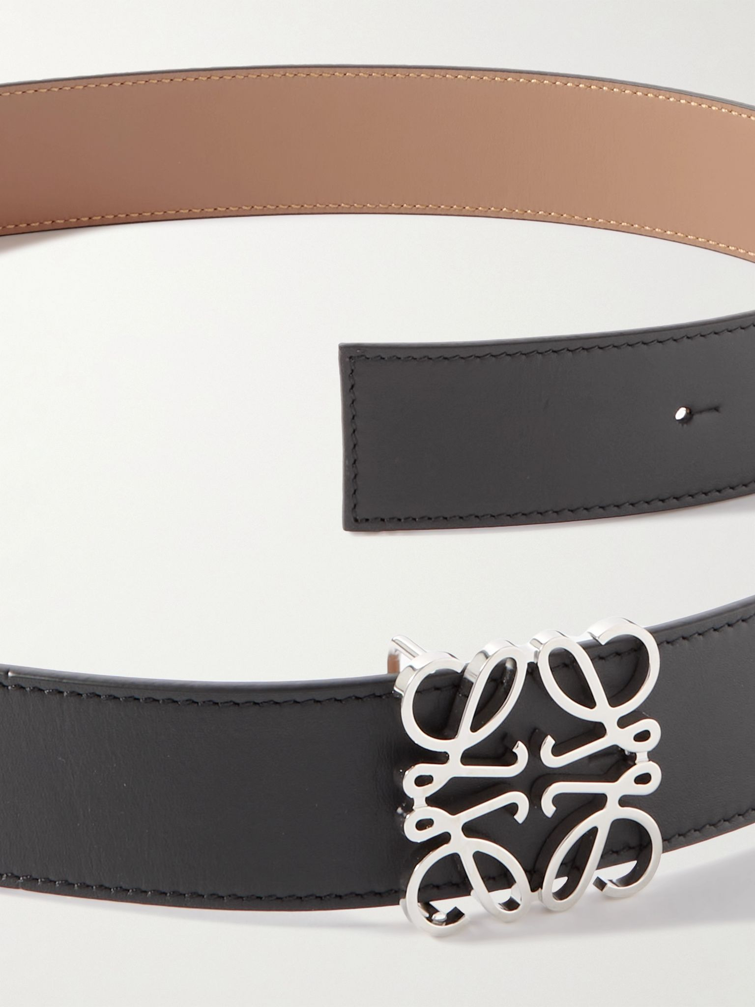 4cm Reversible Leather Belt Black - 2