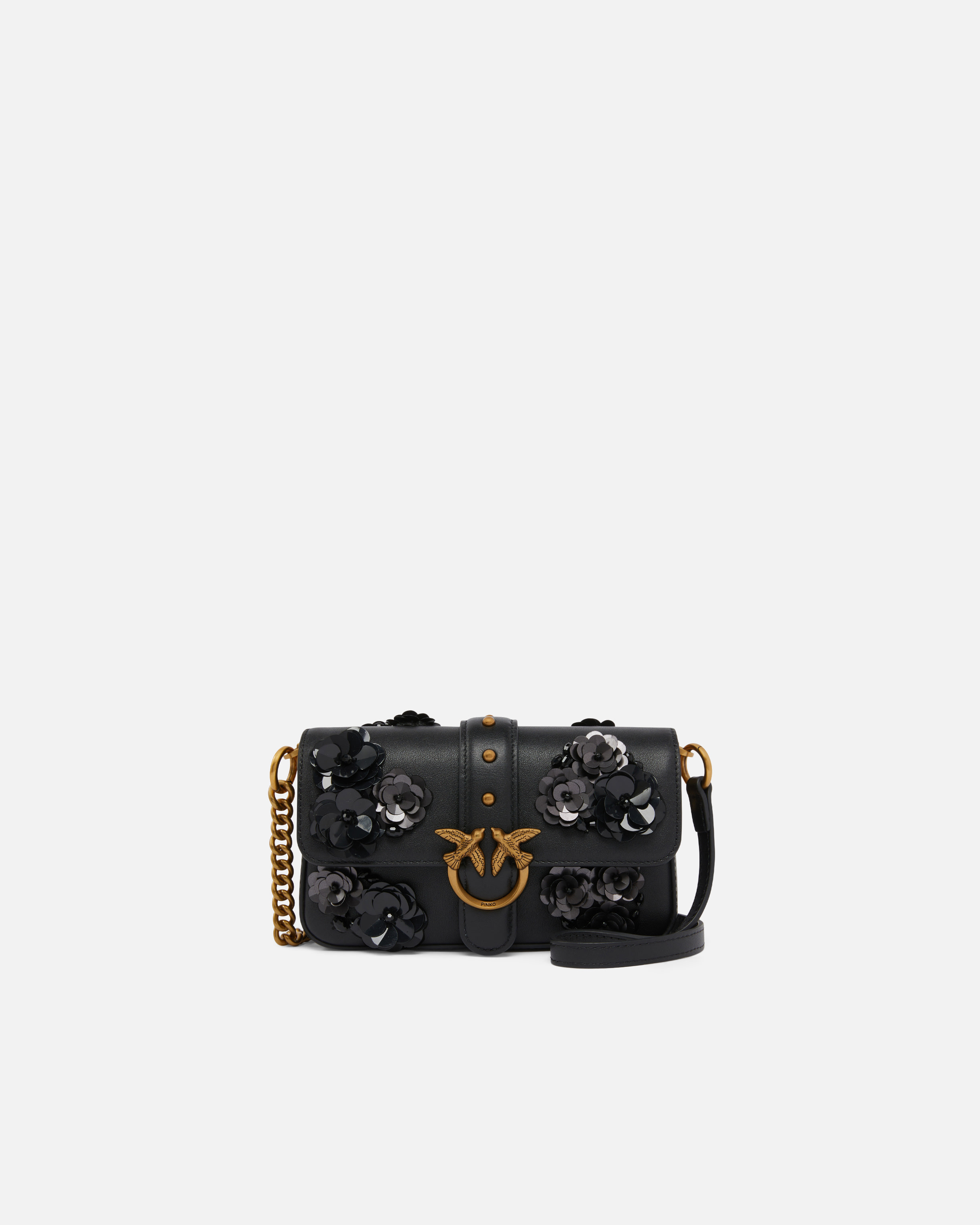 BABY LOVE BAG SLOUCHY SHOULDER BAG IN LEATHER WITH JEWEL FLOWERS - 1