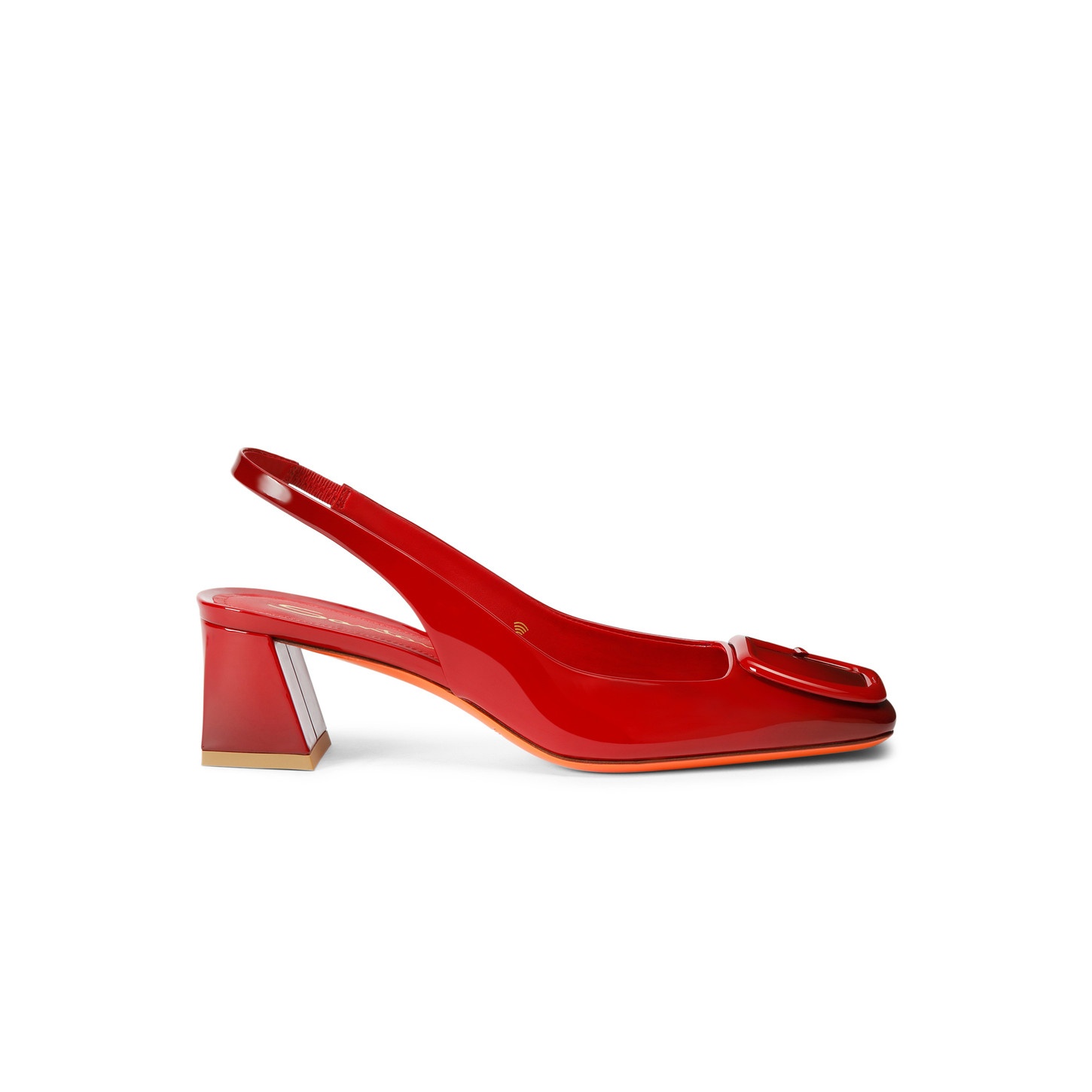 Women's red patent leather mid-heel slingback - 1