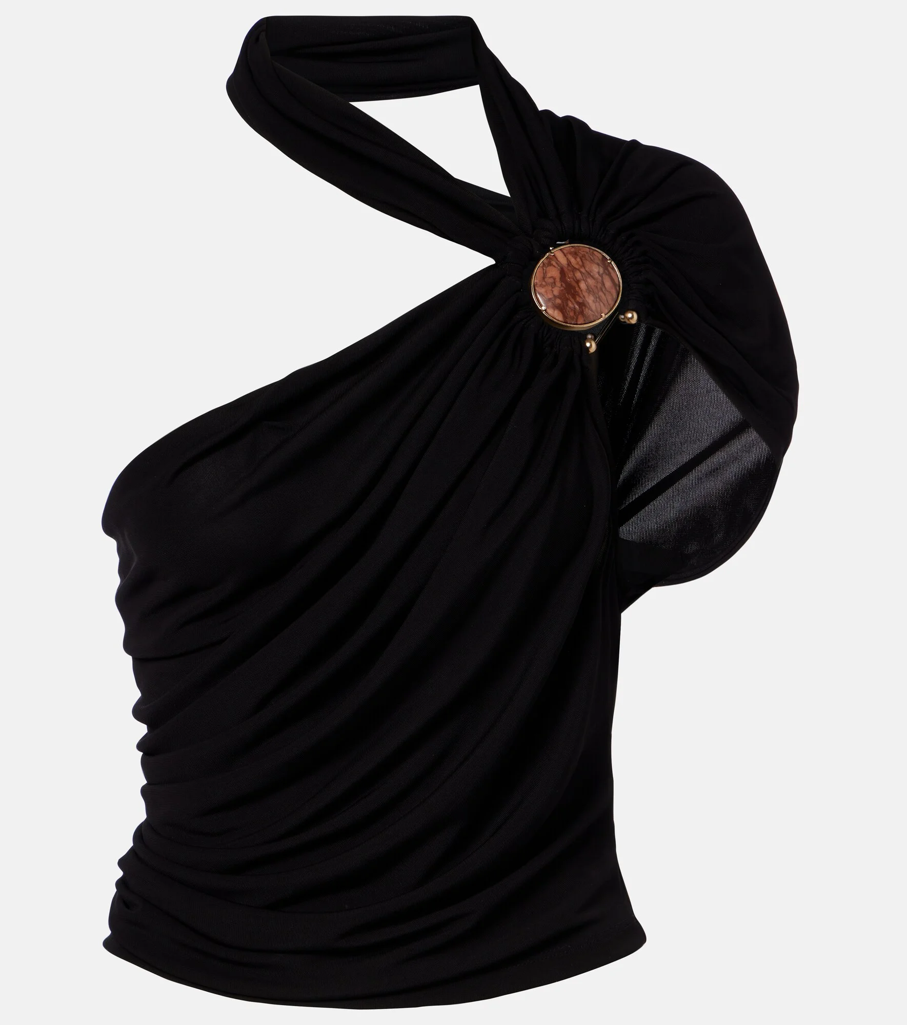Embellished draped jersey top - 1