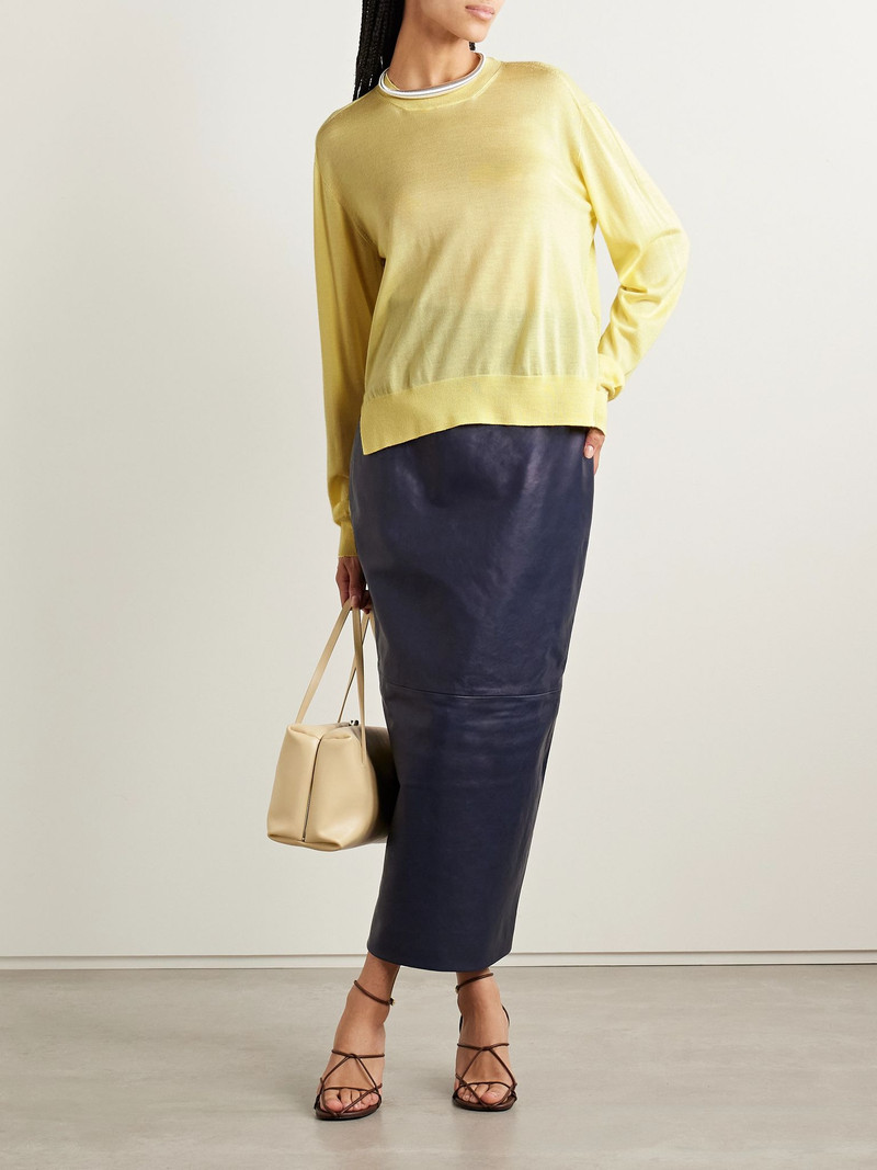 Jil Sander Cashmere, wool and silk-blend sweater Yellow outlook