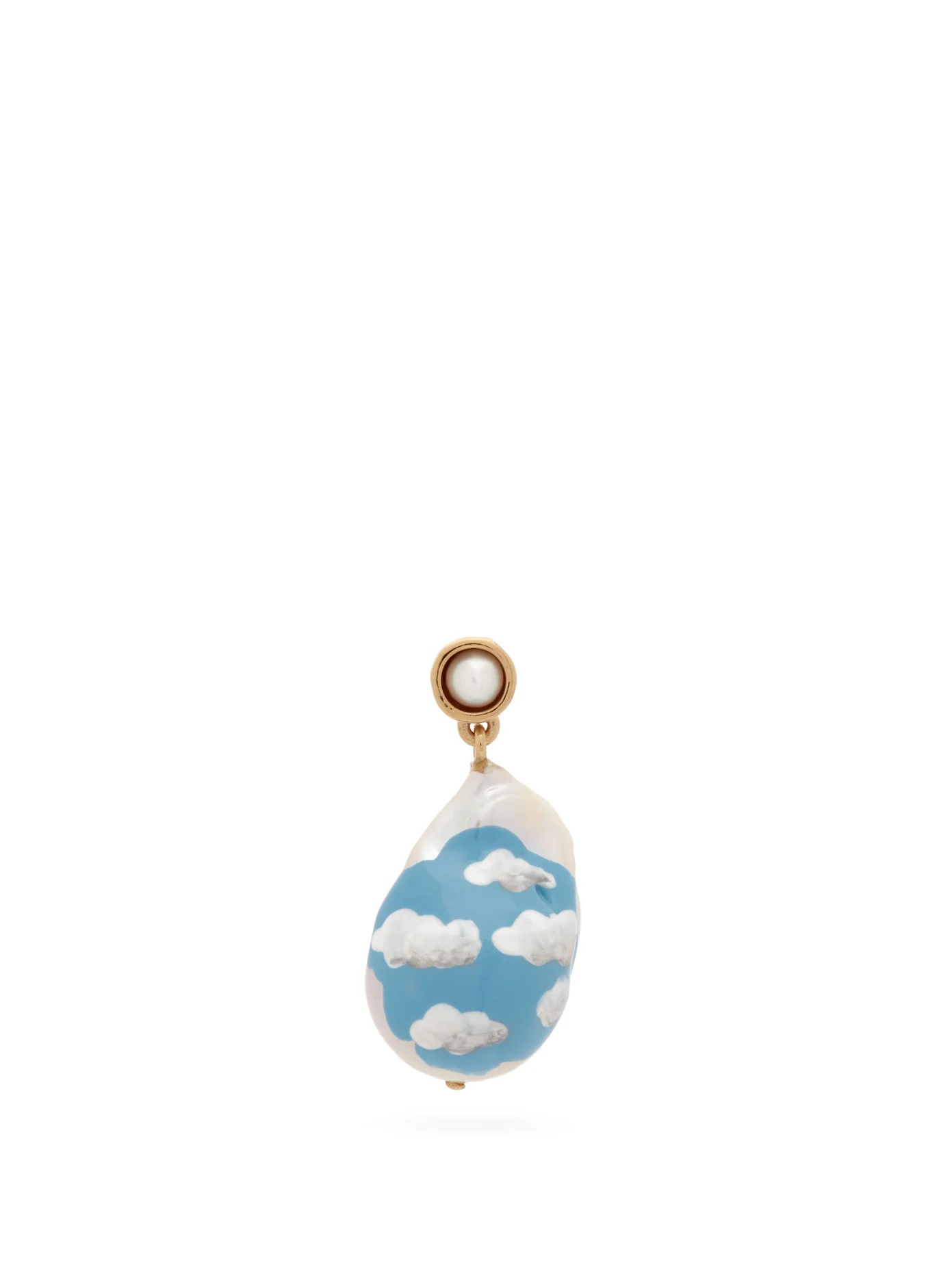 Cloud pearl & 18kt gold-plated single earring - 1