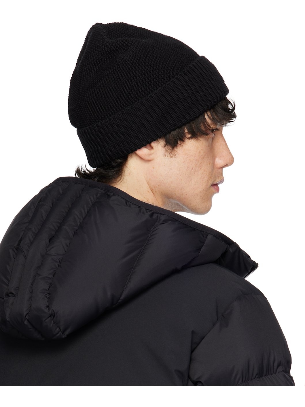 Black Logo Patch Beanie - 3