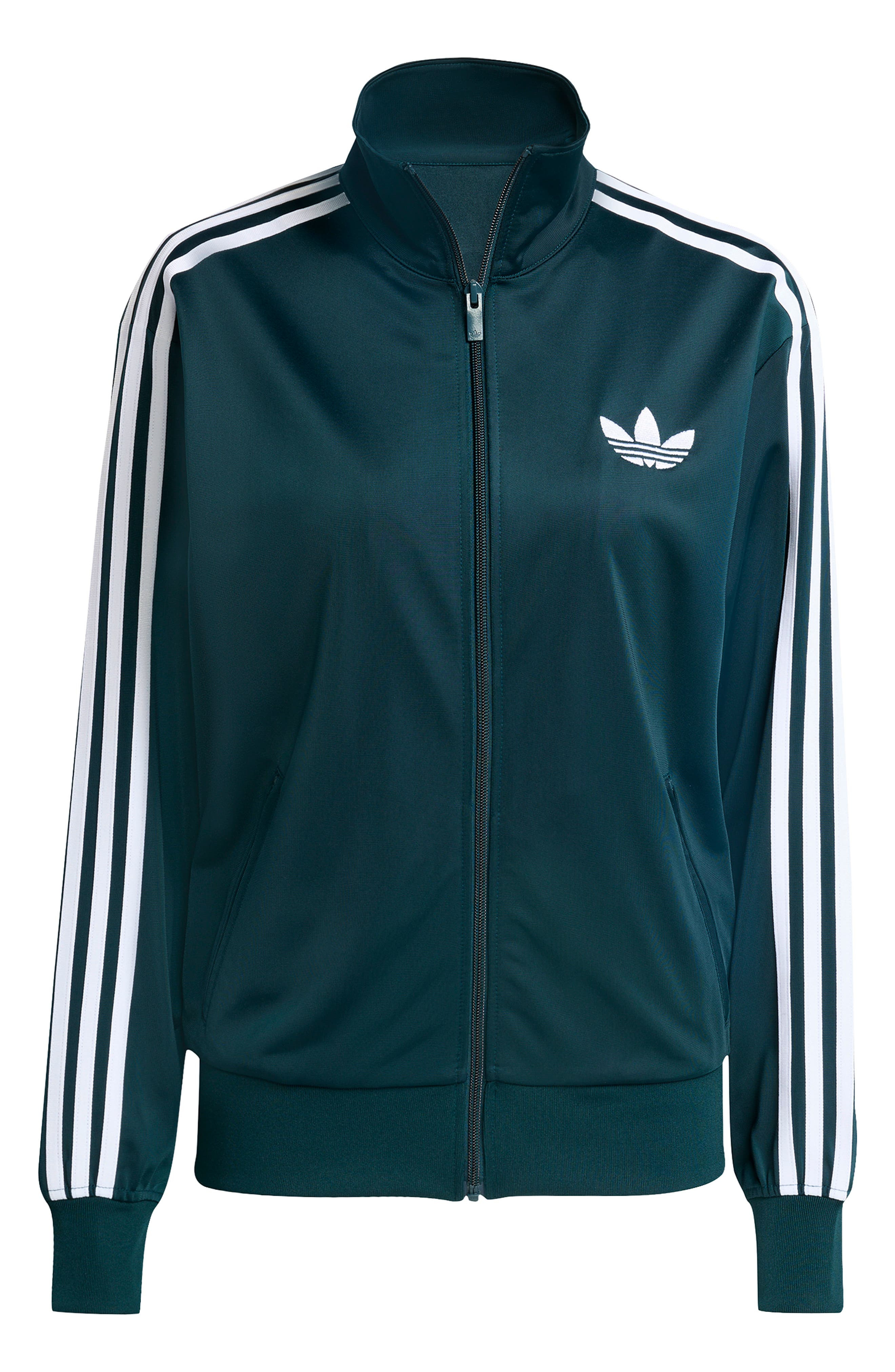 adidas Firebird Recycled Polyester Track Jacket in Aurora Ivy/White at Nordstrom - 4