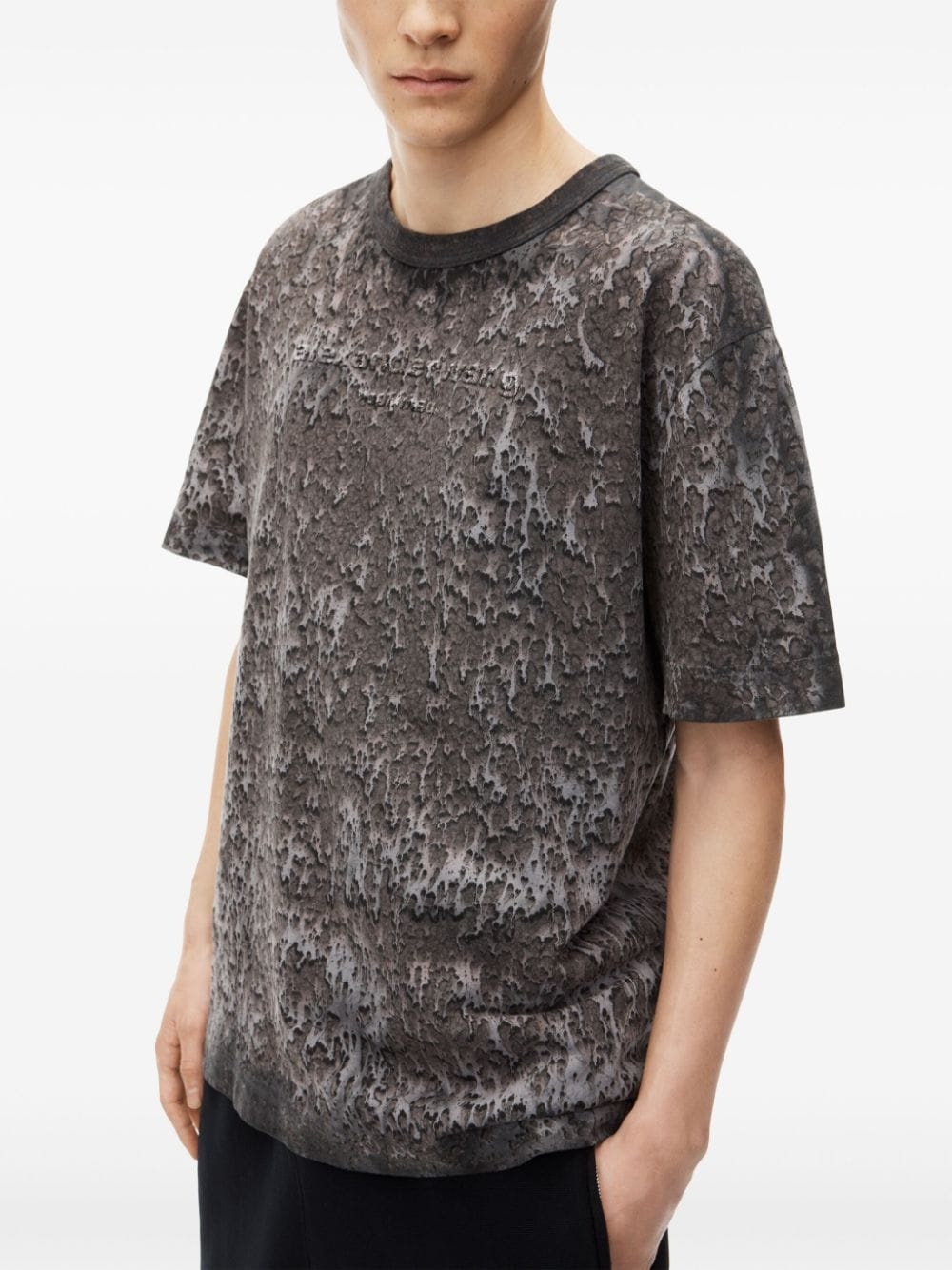 embossed-logo paint-splatter T-shirt - 4