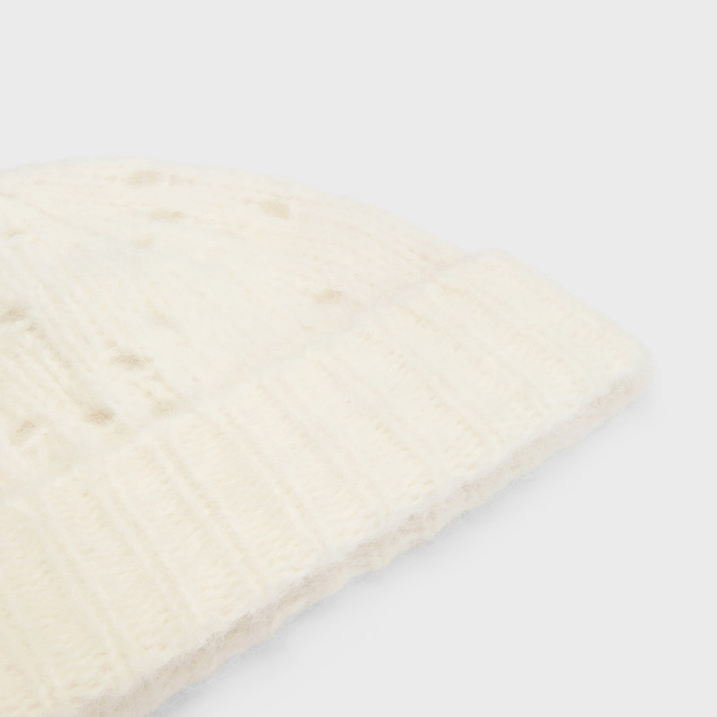 beanie in fair isle alpaca wool pointelle 3