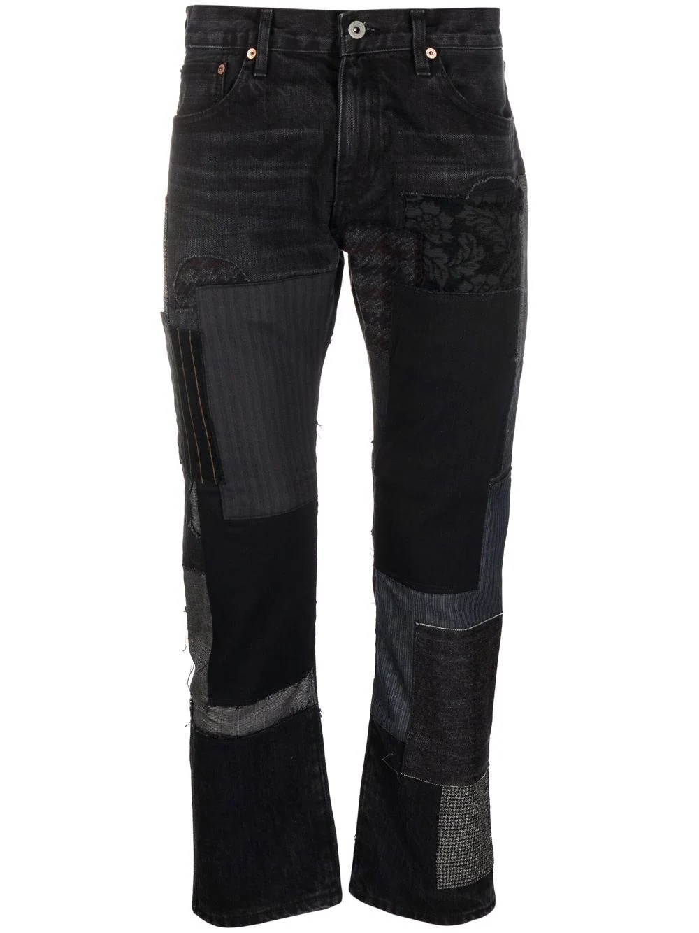 patchwork straight-leg jeans - 1