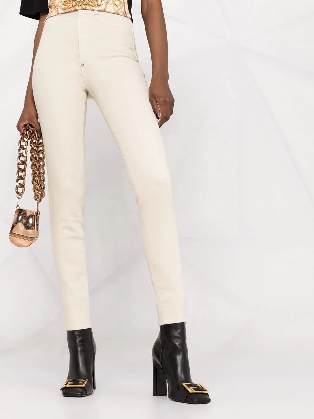 logo patch high-waisted jeggings - 5