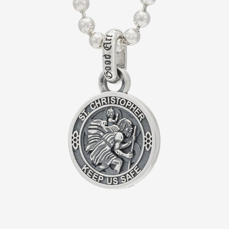 PS-STCHRIS-WHT GOOD ART HLYWD Saint Christopher Pendant - Sterling Silver with White Diamonds - 3