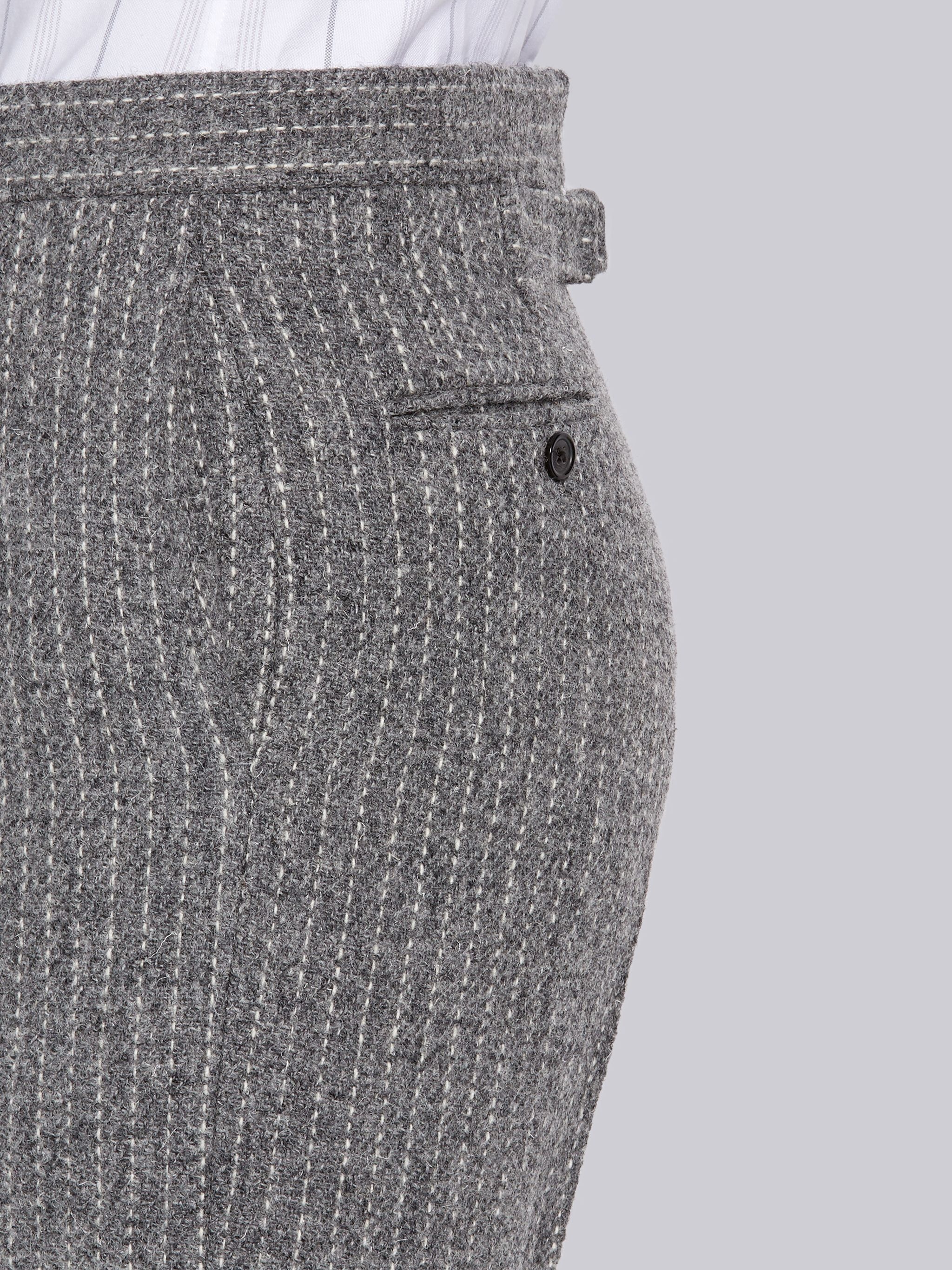 Medium Grey Harris Wool Tweed Chalk Stripe Classic Trouser - 5