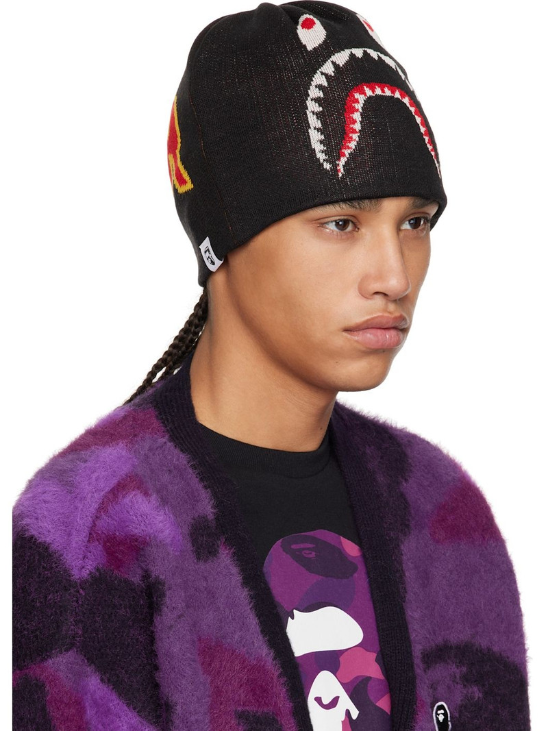 A BATHING APE® Black 2nd Shark Knit Beanie outlook