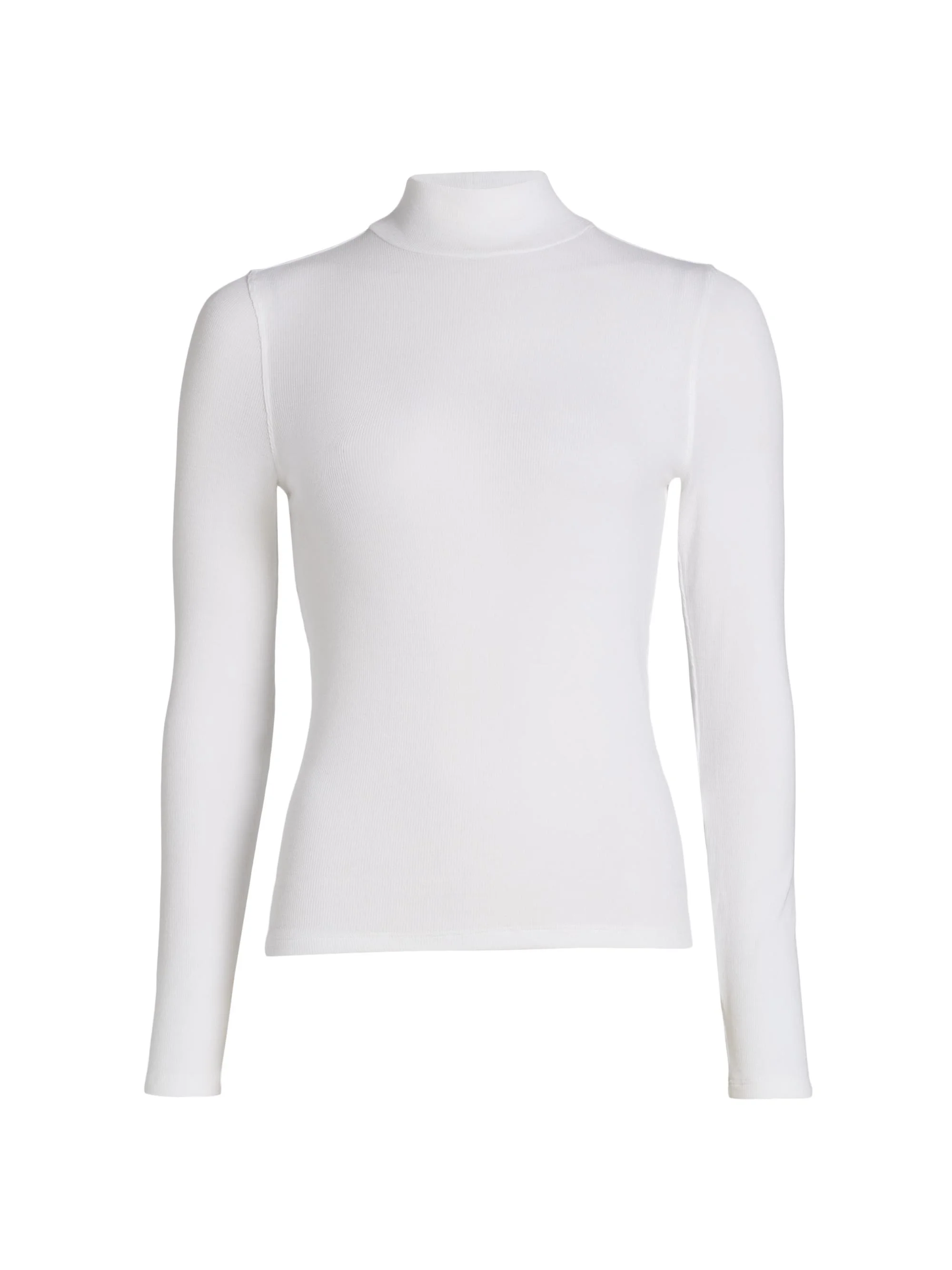 Women's Fine Rib-Knit Turtleneck - White - 1