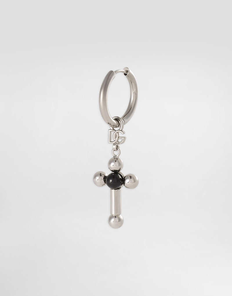 Dolce & Gabbana Creole single earring with pin and cross outlook