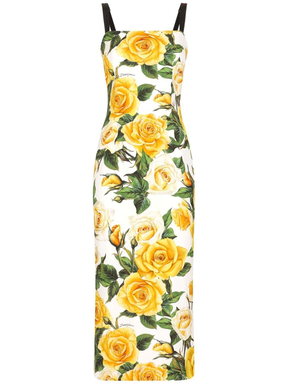 rose-print silk-blend midi dress - 1