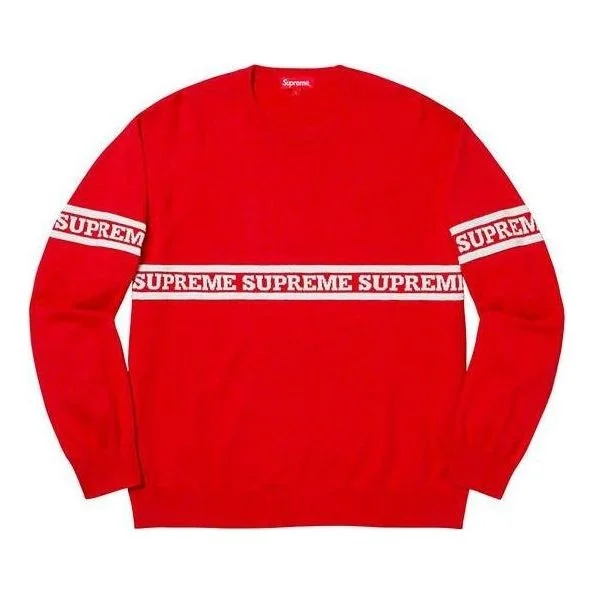 Supreme Logo Stripe Knit Top 'Red' SUP-FW19-788 - 1