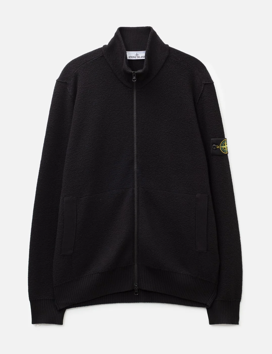 TEXTURED WOOL ZIP-UP CARDIGAN - 1