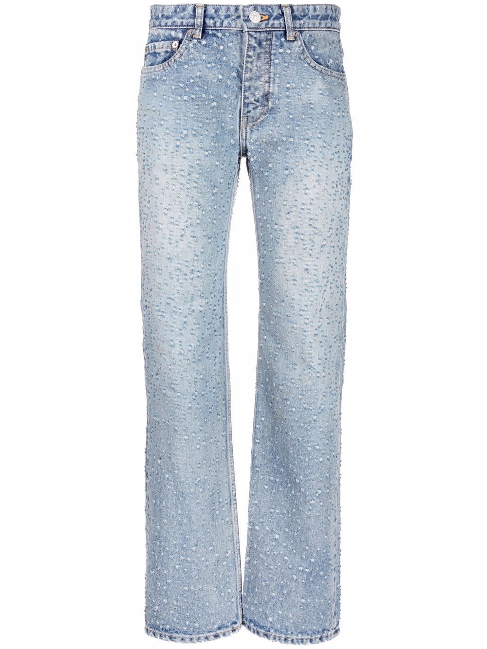 distressed straight-leg jeans - 1