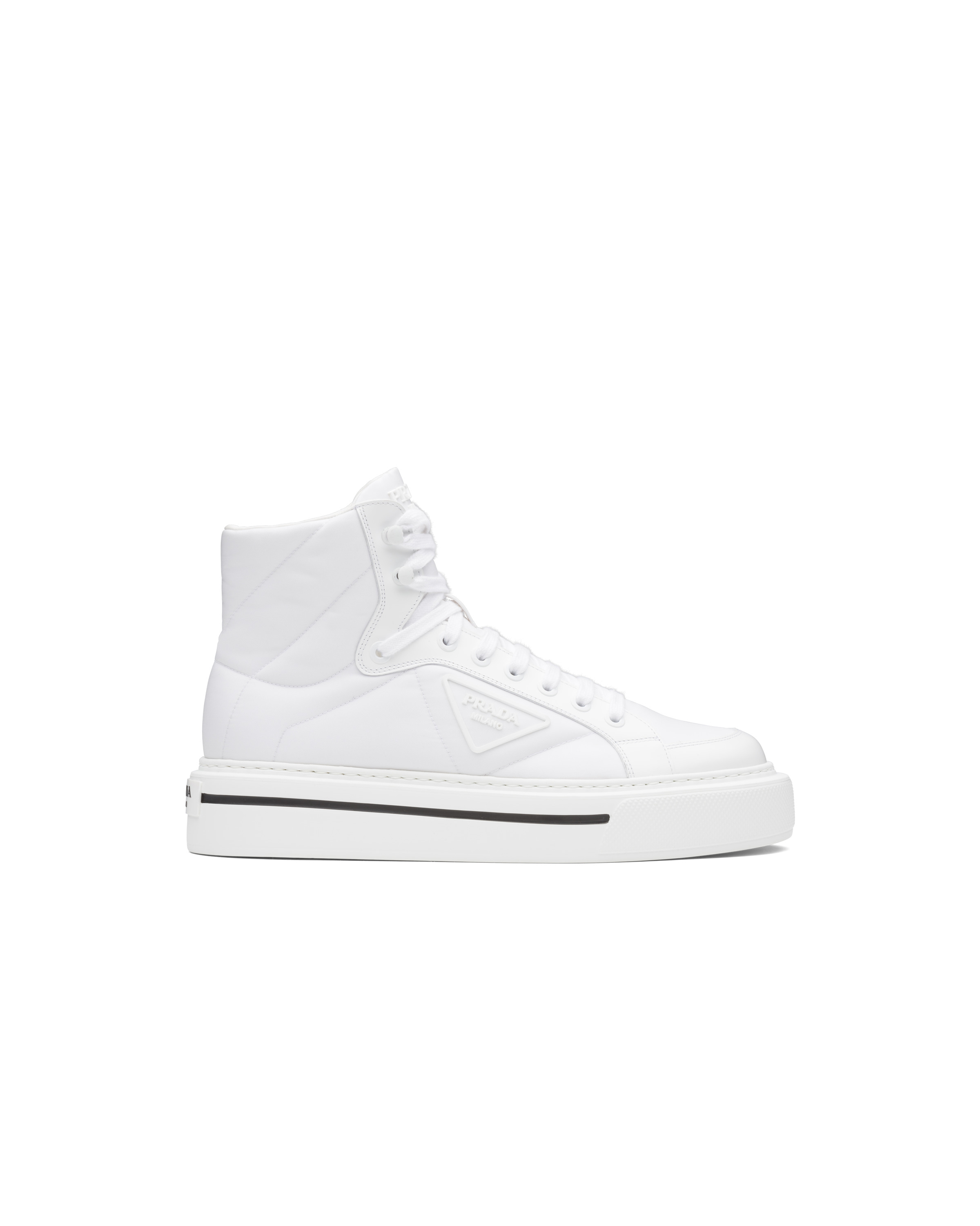Prada Macro Re-Nylon and brushed leather high-top sneakers - 2