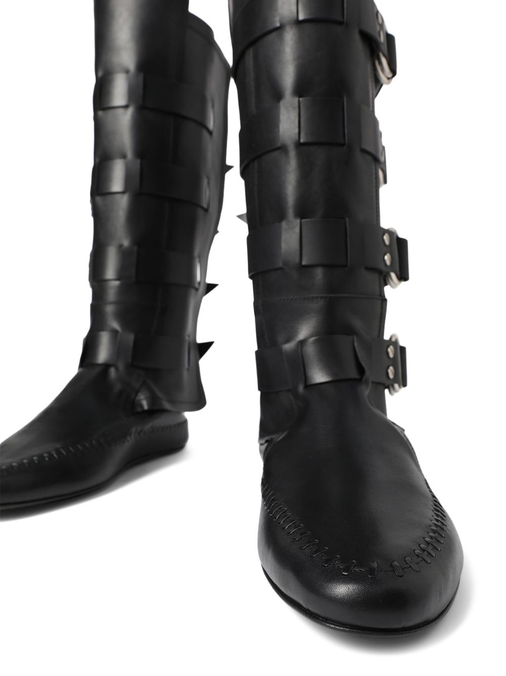 Siver biker knee-high boots - 5