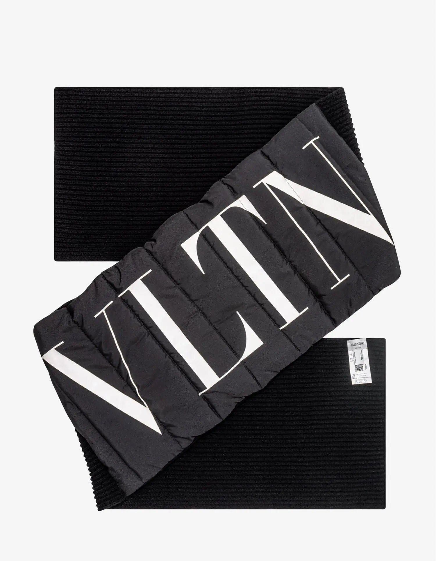 Valentino Black Padded Logo Scarf - 2