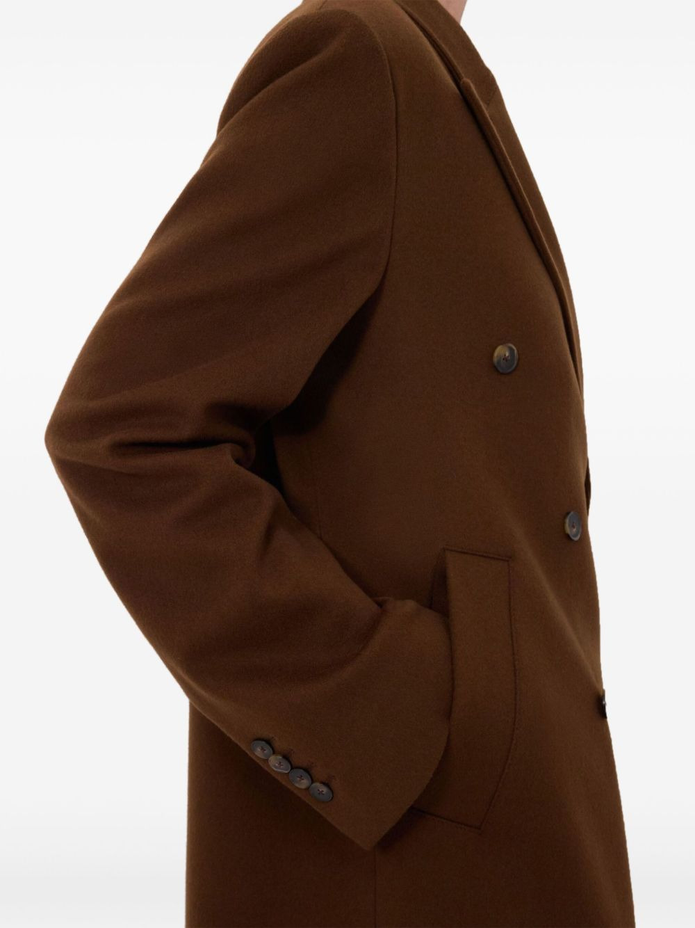 peak lapel double-breasted coat - 3