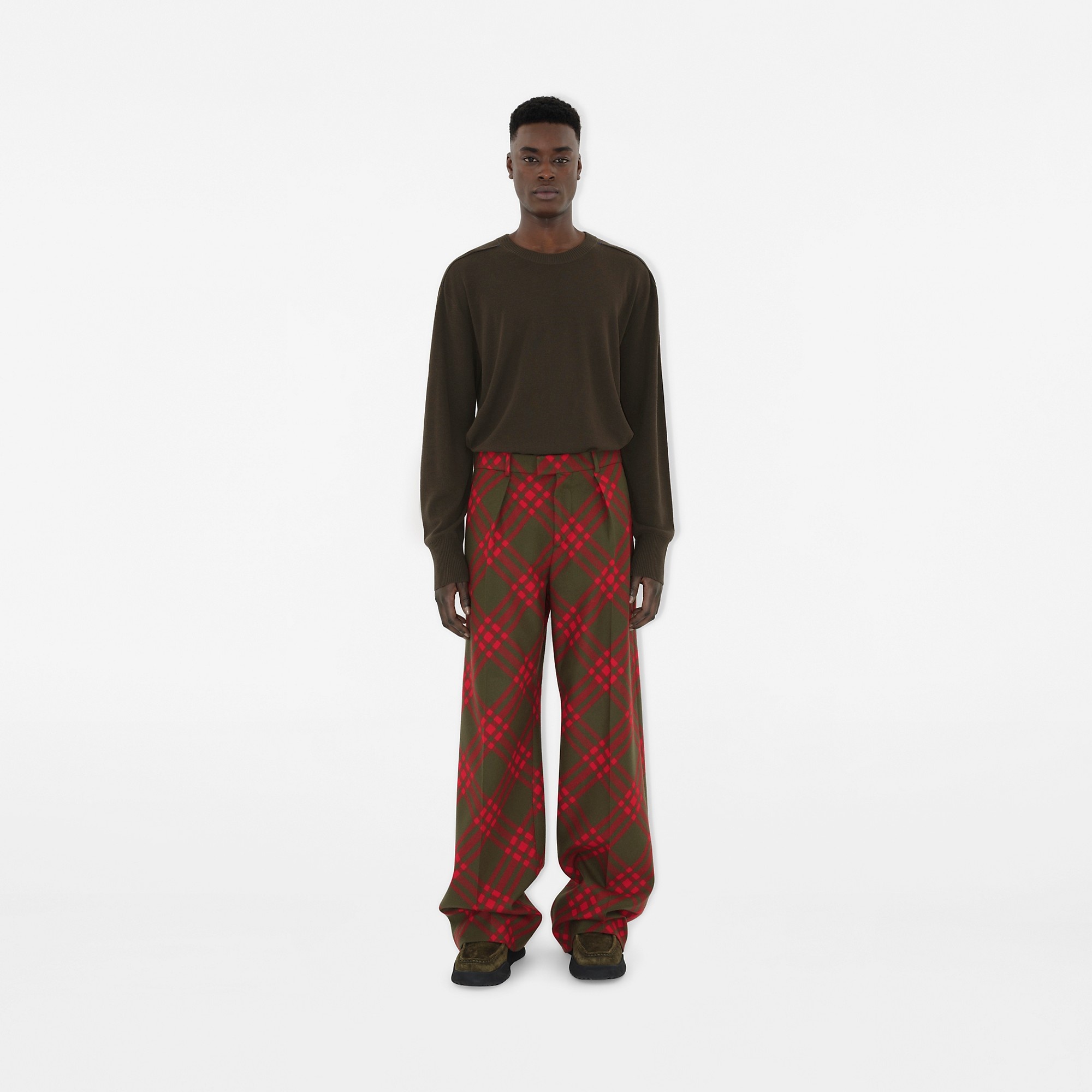 Check Wool Tailored Trousers - 2