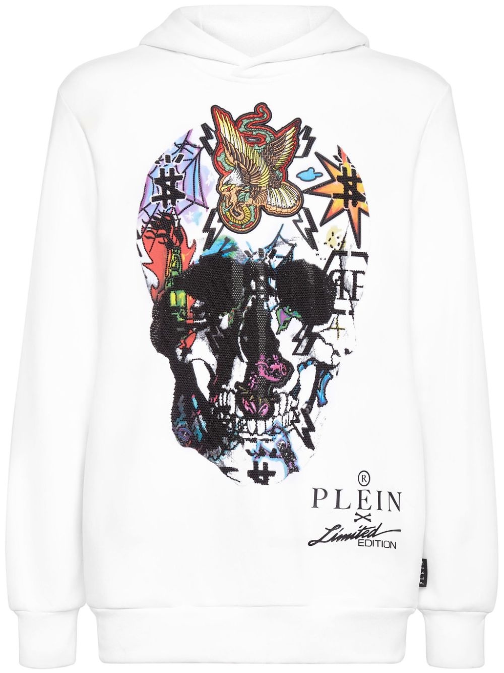 PHILIPP PLEIN crystal embellished skull hoodie REVERSIBLE