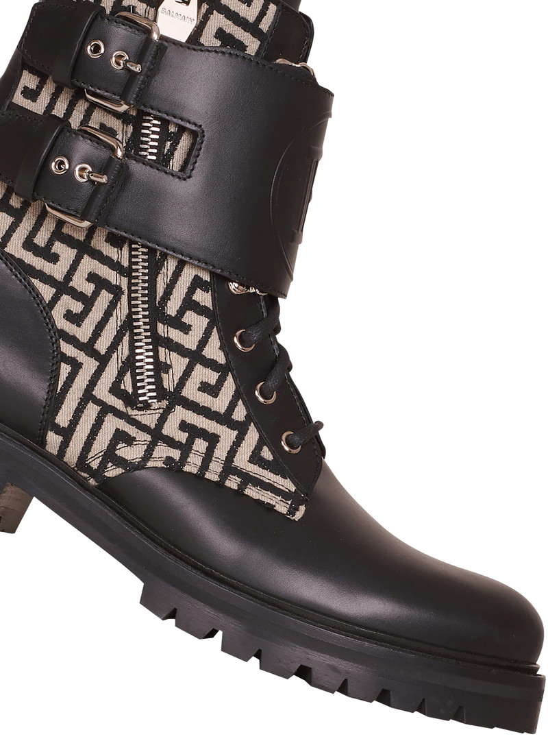 Bicolor smooth and monogram jacquard Phil Ranger ankle boots 6