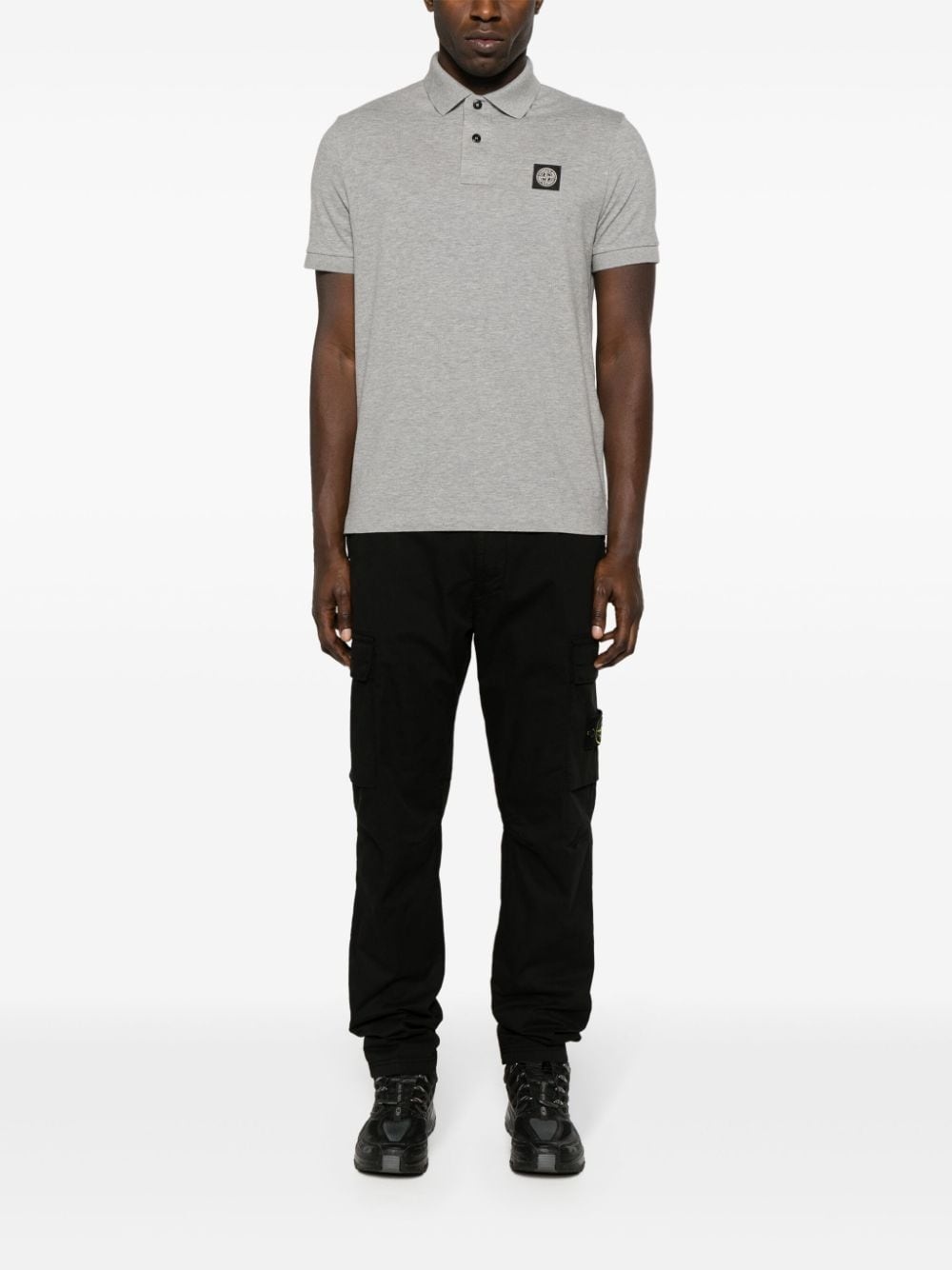 Compass-patch piqué polo shirt - 2