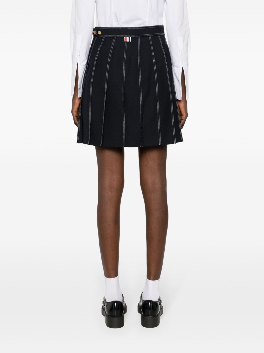 striped pleated wool miniskirt - 4