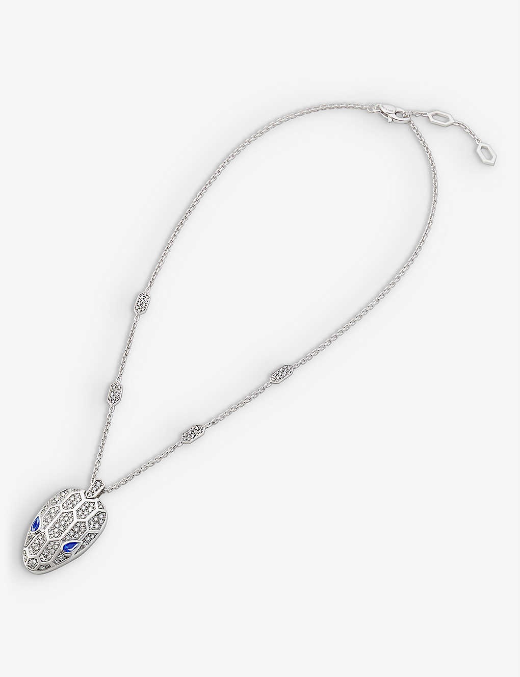 Serpenti 18ct white gold, 2.07ct brilliant-cut diamond and sapphire necklace - 3
