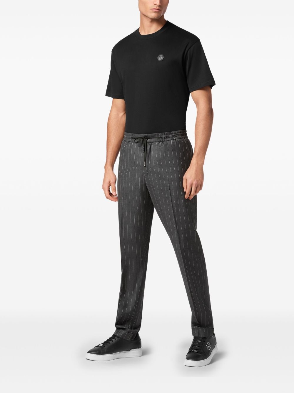 wool pinstripe jogging trousers - 2