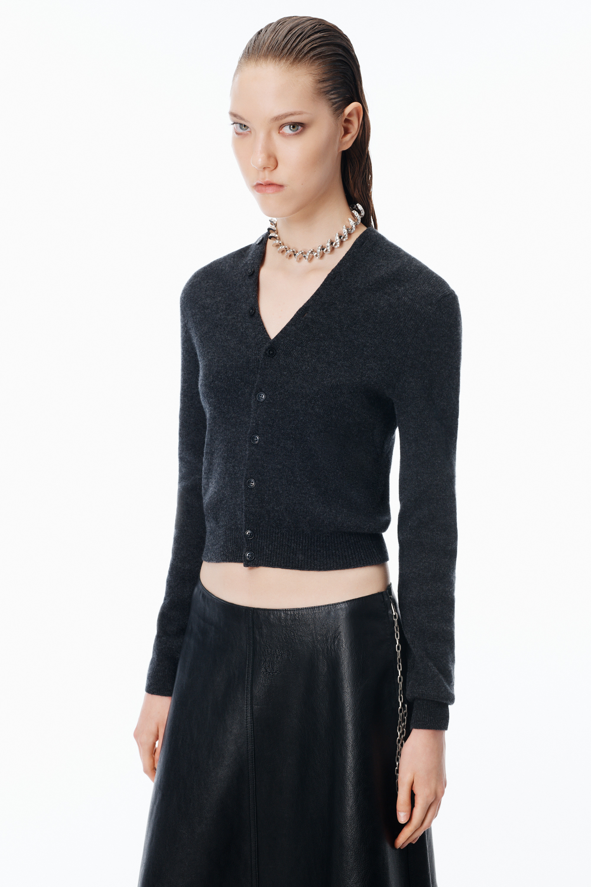 Cardigan in Wool with Continuous Placket - 3