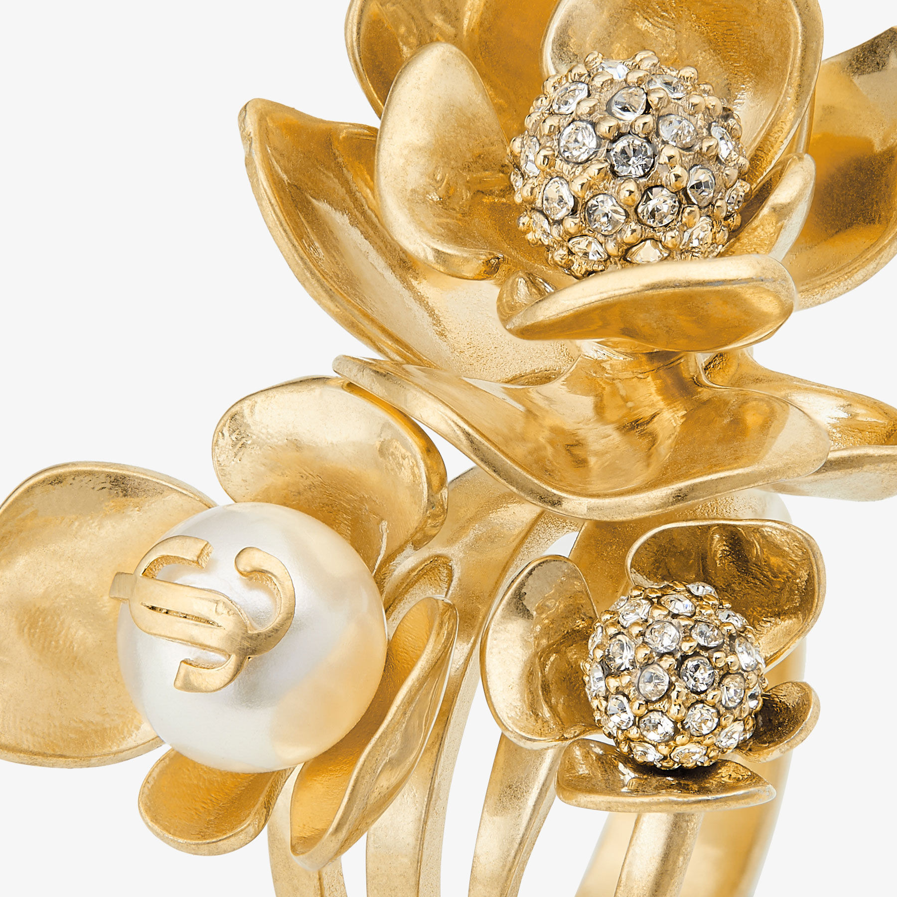 Petal Ring
Gold-Finish Ring with Crystal and Pearl Embellishment - 4