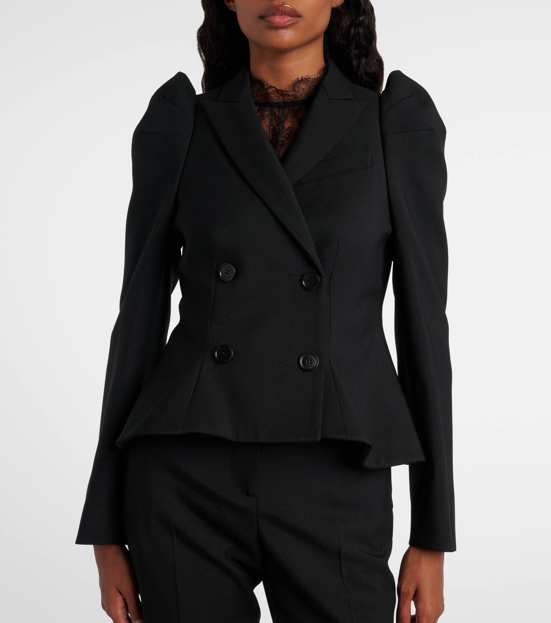 Wool puff-sleeve blazer - 6