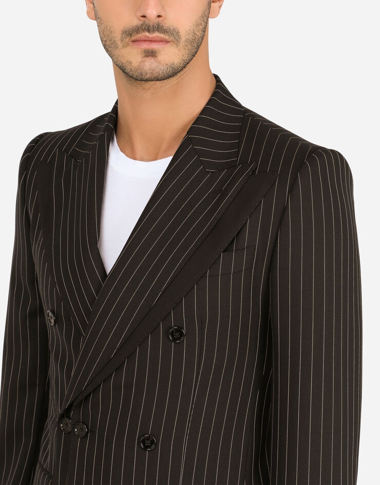 Double-breasted wool Sicilia-fit jacket with pinstripe design - 4