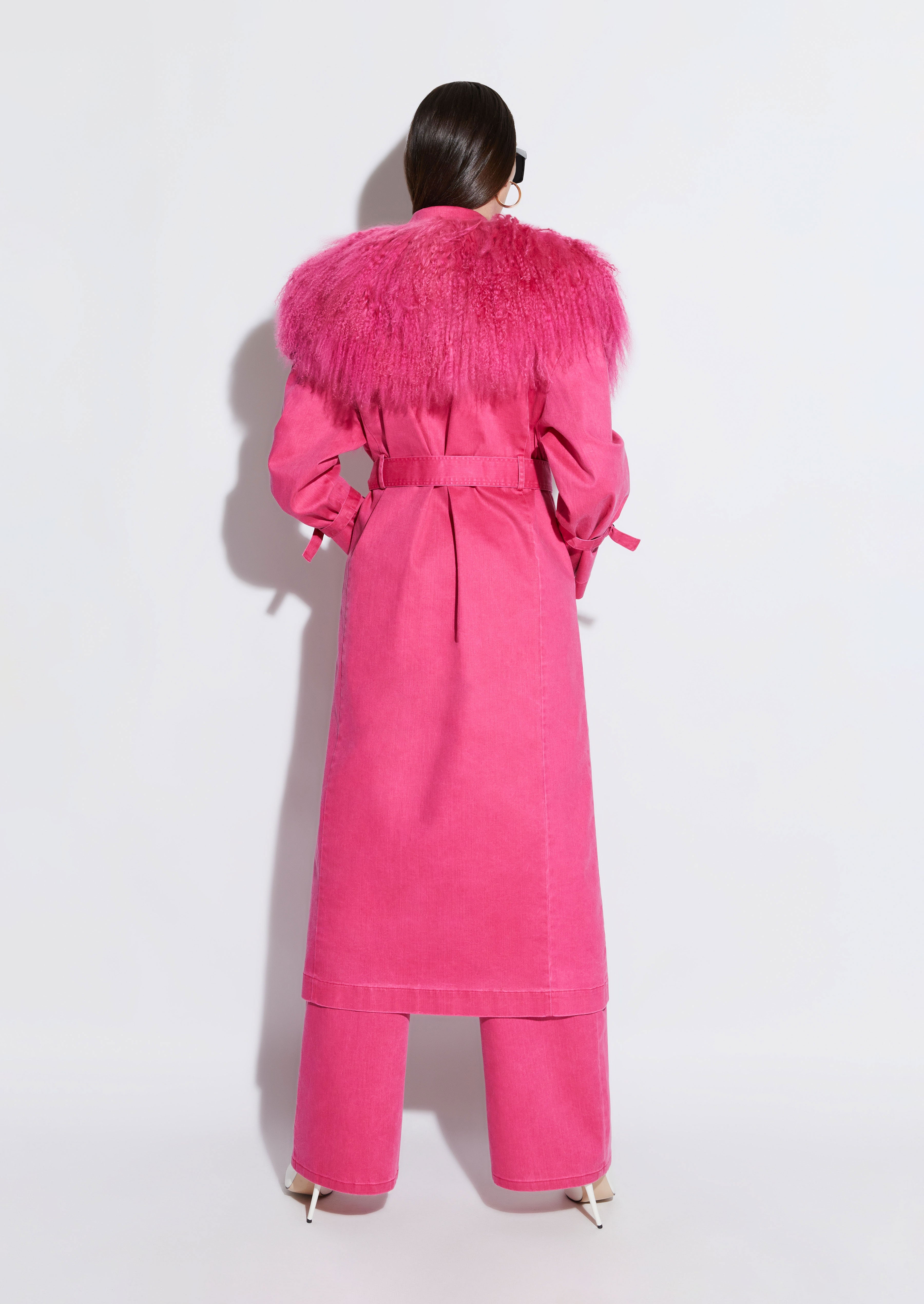 Denim Trench With Shearling - 4