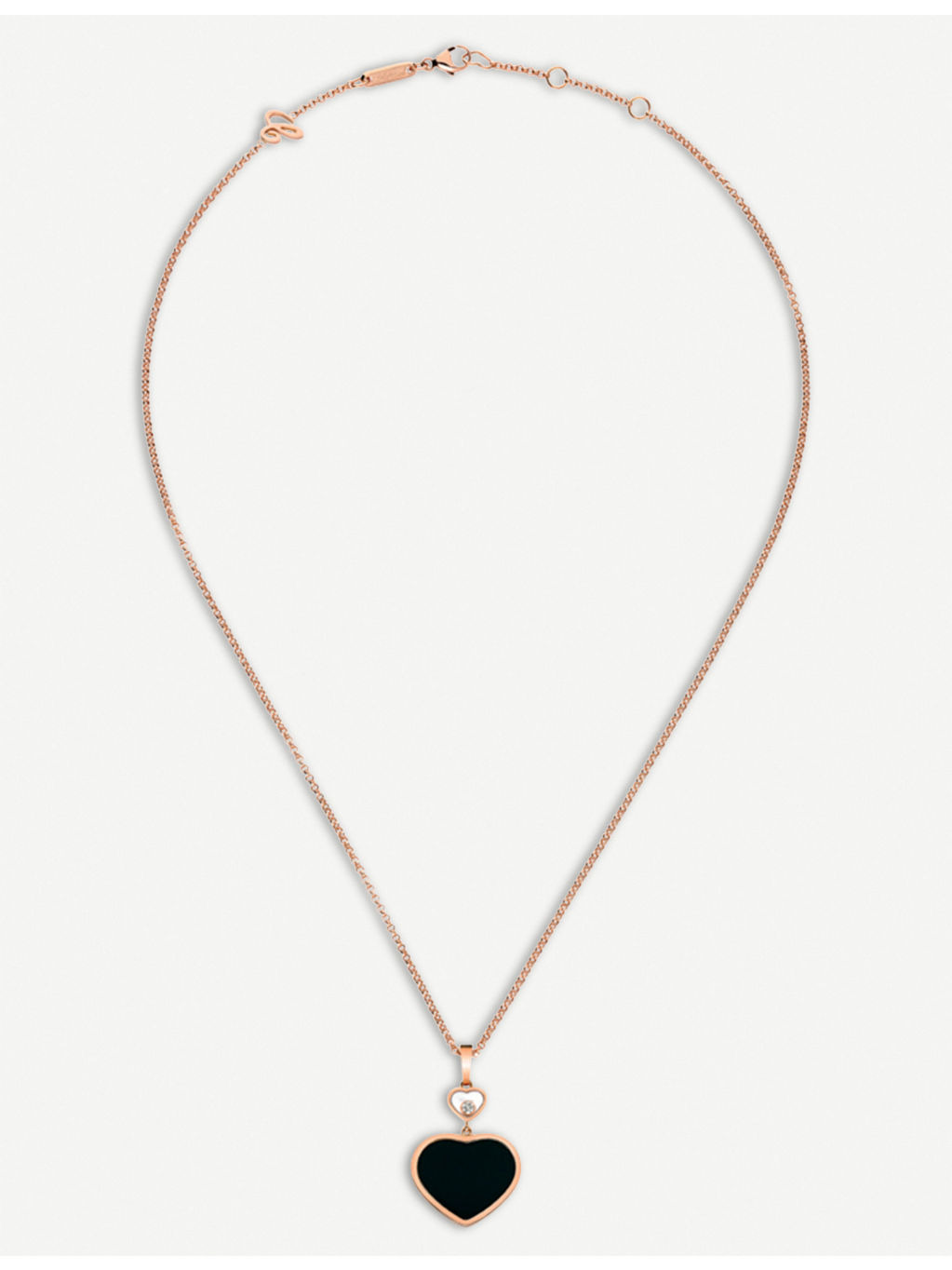 Happy Hearts 18ct rose-gold, onyx and diamond pendant - 2