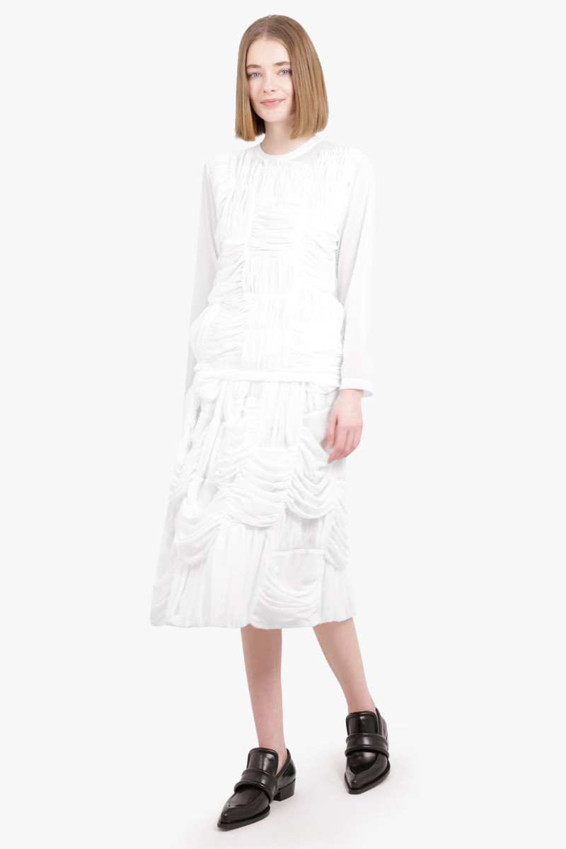 Comme Des Garçons DRAPE RUCHED PANEL L/S TOP | WHITE outlook