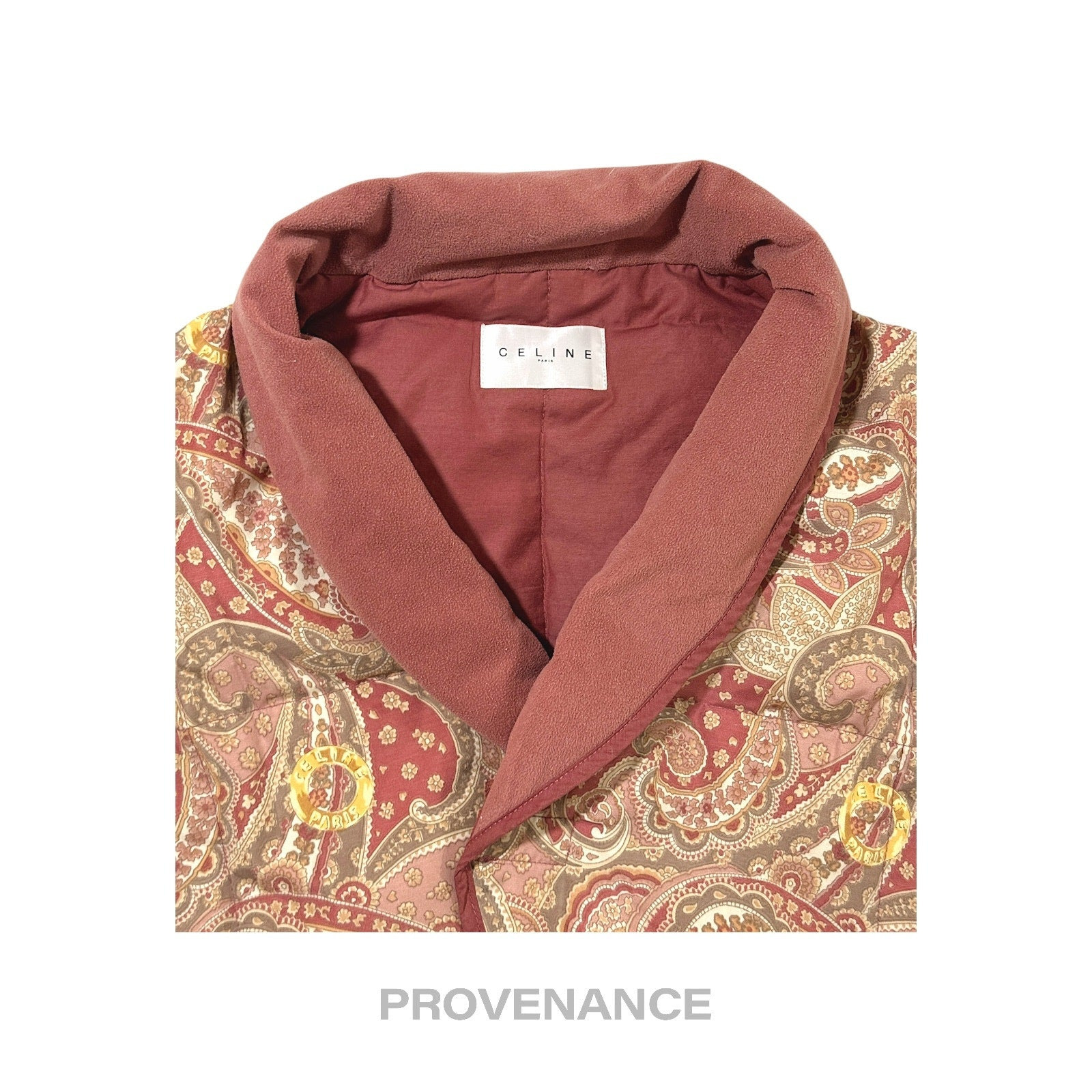 Celine Logo Padded Down Vest - Red Paisley - 5