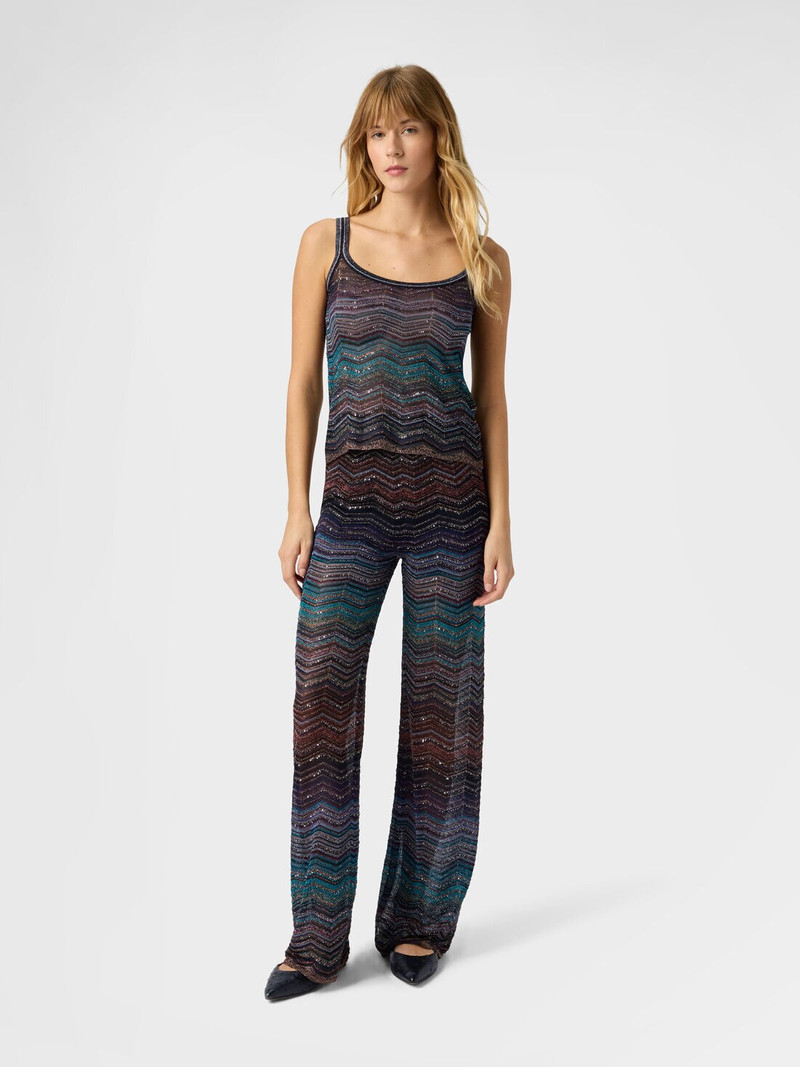 Missoni Chevron Lamé Viscose Sleeveless Crewneck Top with Sequins outlook